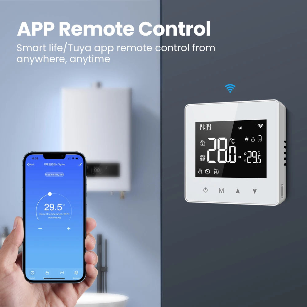 AVATTO Tuya WiFi Zigbee Thermostat Smart Home Battery powered Temperature Controller For Gas Boiler works with Alexa Google home