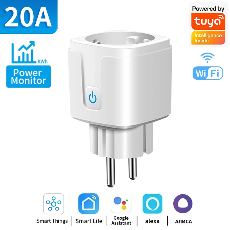 TNCE TUYA Smart Plug WiFi/Zigbee Socket EU 16A/20A With Power Monitor Timing Function Voice Control Works With Alexa GoogleHome