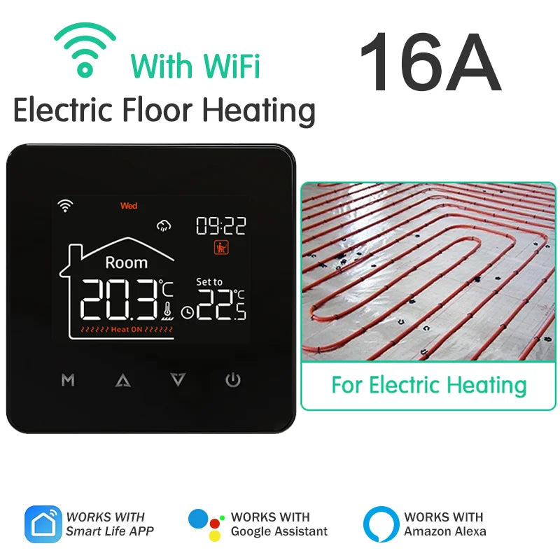 Tuya Smart Home Thermostat Water Electric Warm Floor Heating Gas Boiler WiFi Temperature Remote Controller with Google Alexa